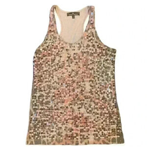 Rose Gold Italian Gold Sequin Tank Racer Back Size L